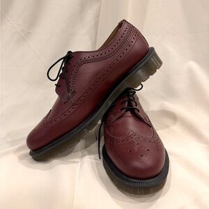 Dr Marten’s Burgundy Leather Brogue Wingtip Oxford Shoes 3989